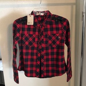 Girls size L Miss Me flannel shirt. NWT